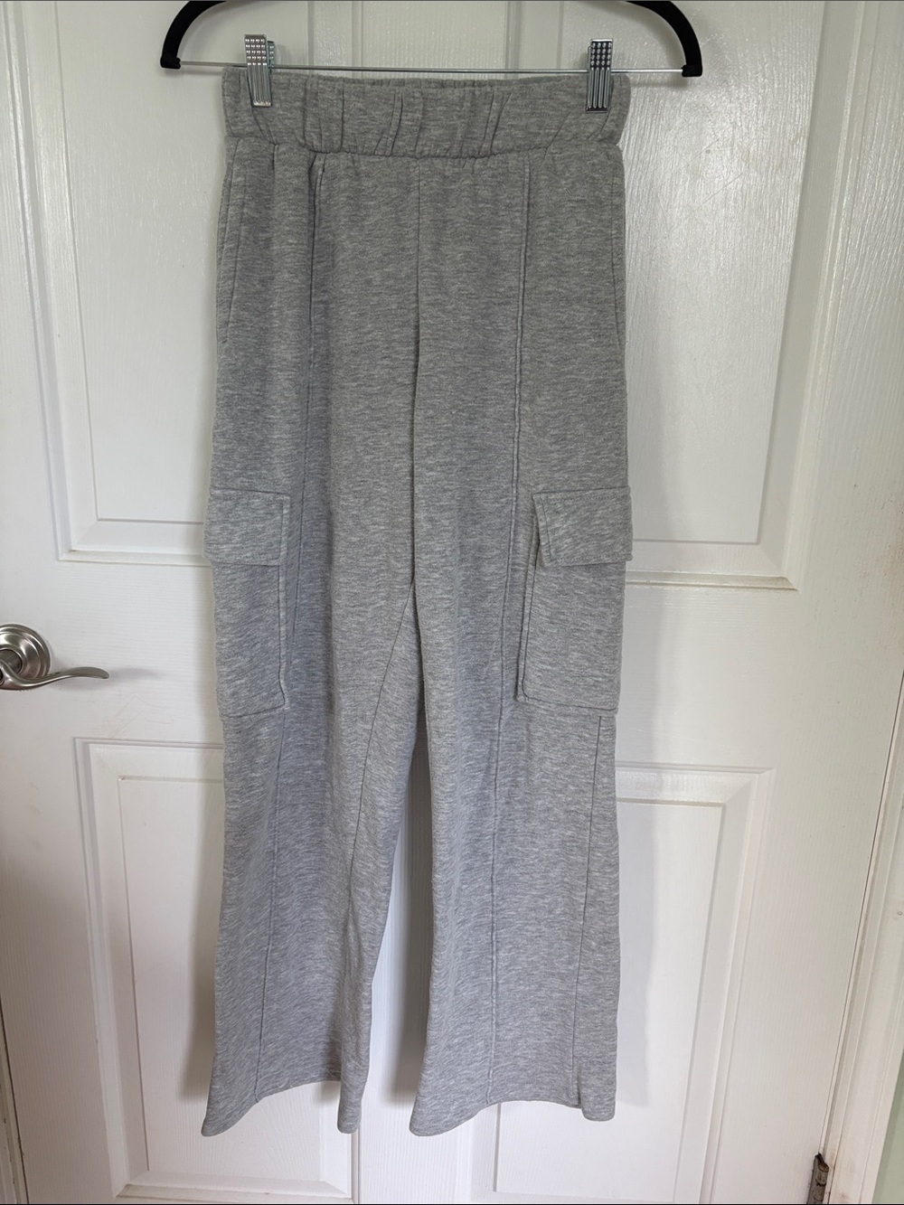 Pink Republic Light Gray Wide-Leg Cargo Track Pants